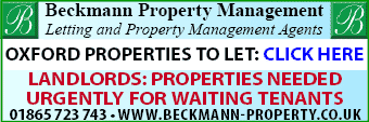 Beckmann Property Management has properties to let across Oxford; also, properties sought for waiting tenants.