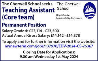 Cherwell School seeks Teaching Assistant