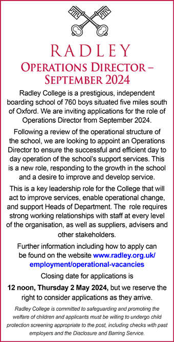 Radley College seek Operations Director  â€“ September 2024