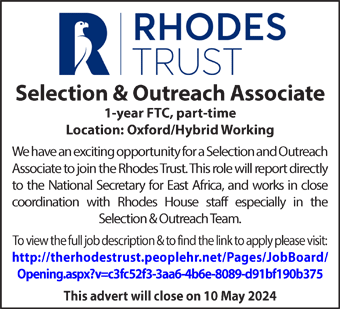 Rhodes Trust seek Selection & Outreach Associate