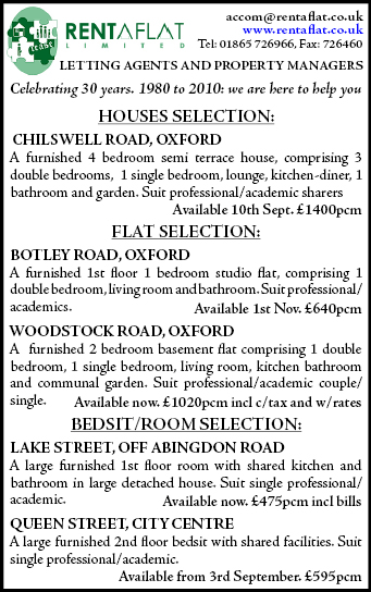 Oxford Properties to Let with Rentaflat