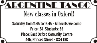 Argentine Tango, New Classes in Oxford