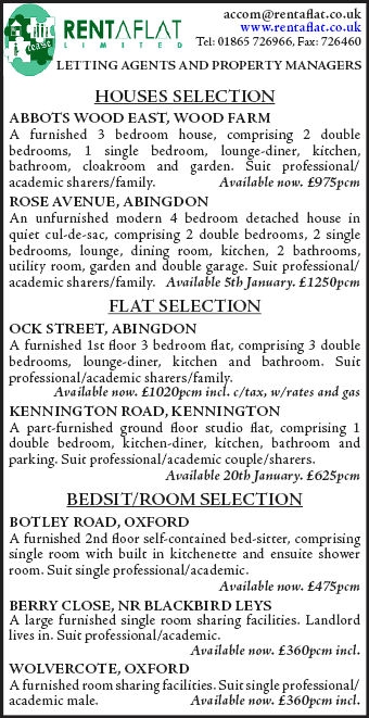 Daily Info, Oxford Houses & Flats: Rentaflat Properties to Let