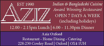 Aziz Restaurant offer Indian & Bangladeshi Cuisine- open Christmas Day! 