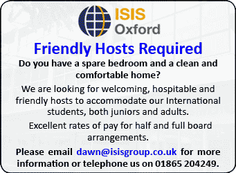 Friendly Hosts Required by Isis School Oxford