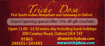 Trichy Dosa - First South Indian Restaurant and takeaway in Oxford, 209 Cowley Road.