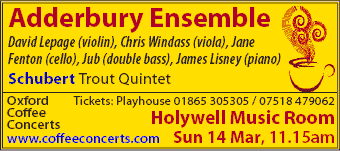 Oxford Coffee Concert this Sunday, 14 March
