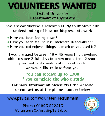 Oxford University Department of Psychiatry seeks Volunteers