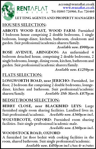 Daily Info, Oxford Houses & Flats: Rentaflat Properties to Let