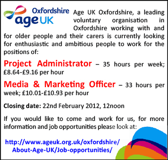 Age UK seek Project Administrator and Media & Marketing Officer
