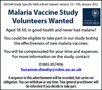Aged 18-50, in good health and never had malaria? Take part in a vaccine study.