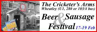 Beer & Sausage Festival, Feb 17-19, Cricketers Arms, Wheatley, Oxford!