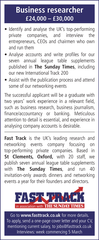 Fasttrack seeks Business Reporter