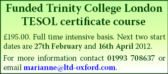 Funded Trinity College London TESOL certificate courses, starting 27th February & 16th April