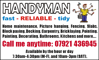 Handyman - most services covered. Friendly, reliable and tidy!