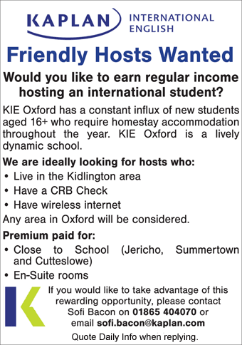 Host families wanted, Kaplan. Host families wanted, Kaplan.
