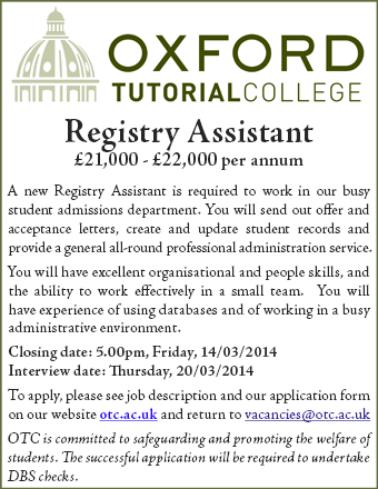 Oxford Tutorial College require Registry Assistant Oxford Tutorial College require Registry Assistant