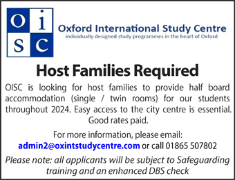 Oxford International Study Centre seeks host families