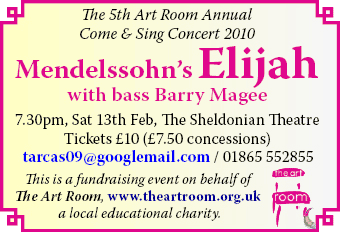 Come and Sing Mendelssohn's Elijah, Sat 13th Feb, Sheldonian Theatre in aid of The Art Room