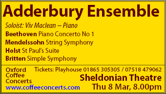 Adderbury Ensemble at the Sheldonian Theatre, 8 March 2012
