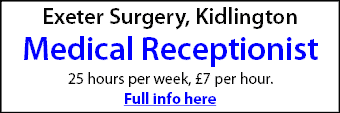 Exeter Surgery, Kidlington seek Medical Receptionist