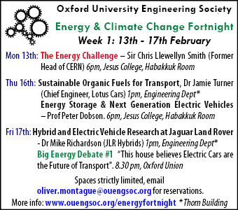 Oxford University Engineering Society Climate Change Fortnight