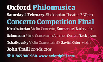 Oxford Philomusica: Concerto Competition Final, Sat 4th Febuary