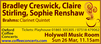 Coffee Concerts: Bradley Creswick, Claire Stirling, Sophie Renshaw