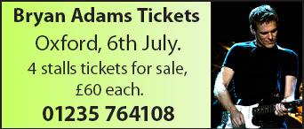 Daily Info, Oxford: Bryan Adams tickets for sale.