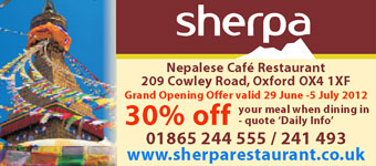 Sherpa Restaurant - new Nepalese cafe @ 209 Cowley Road, opening June 2012