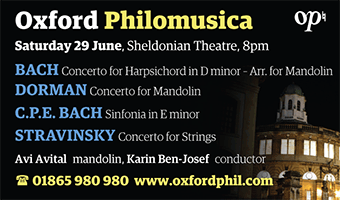 Oxford Philomusica present a concert of Mandolin music, Sat 29th June at the Sheldonian Theatre