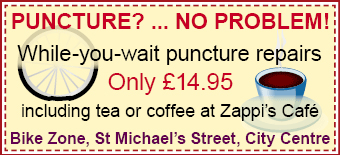 Puncture? No problem! While-you-wait repairs �14.95 inc tea or coffee at BikeZone