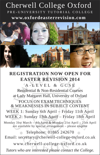 Easter Revision Courses at Cherwell College, Oxford Easter Revision Courses at Cherwell College, Oxford