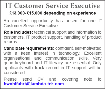 LambdaTek seeks IT Customer Service Executive LambdaTek seeks IT Customer Service Executive
