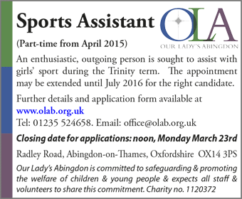 Our Lady's Abingdon Catholic School seek Sports Assistant