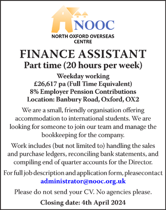 North Oxford Overseas Centre seeks a Full Time Cleaner