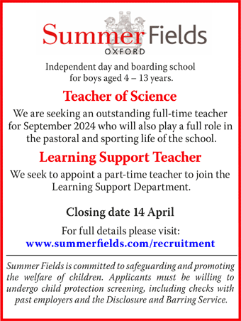 Vacancies at Summer Fields School