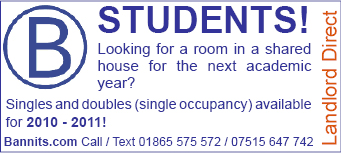 Oxford Student Rooms to let 2010-2011