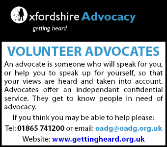 Oxfordshire Advocacy seeks Oxford-based volunteer advocates.