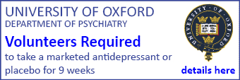 Volunteers required to take a marketed antidepressant or placebo for 9 weeks