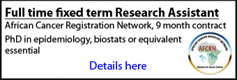 Full time Research Assistant required at the African Cancer Registration Network, 9 month contract