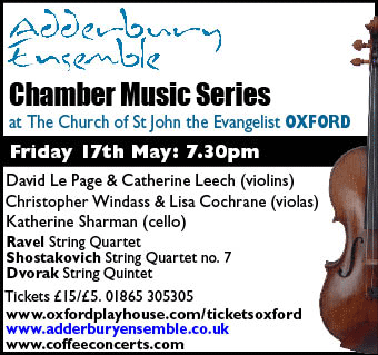 Members of Adderbury Ensemble perform String Quartets and Quintets.  17th May