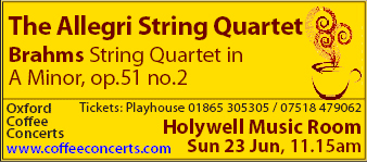 Coffee Concert this week: The Allegri String Quartet play Brahms String Quartet