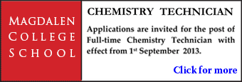 Magdalen College School seek a full-time Chemistry Technician from 1st September 2013
