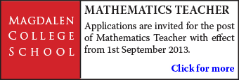 Magdalen College School seeks Mathematics Teacher, Part-time, c.0.6 timetable
