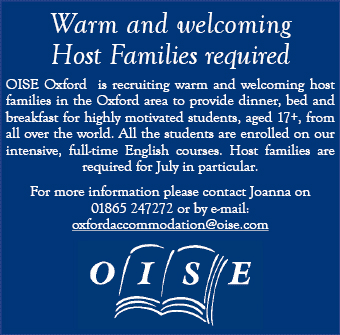 Oxford International School of English require warm and welcoming host families. Oxford International School of English require warm and welcoming host families.