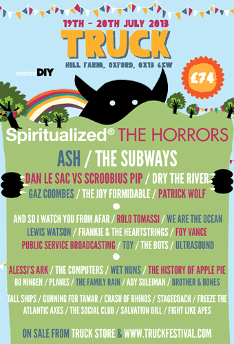 Truck Festival 2013, 19th - 20th July. The Horrors, Spiritualized, The Subways, Patrick Wolf.