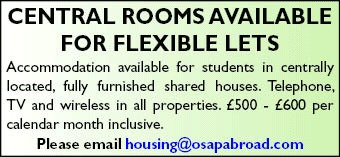 Central rooms available for short student lets.