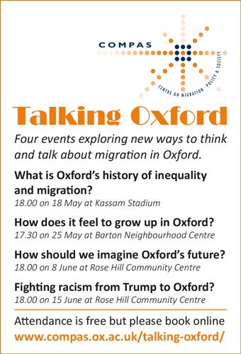 Talking Oxford: Four events exploring new ways to think and talk about migration in Oxford.