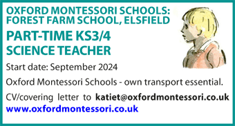 Montessori School seeks Part-time KS3/4 Science Teacher